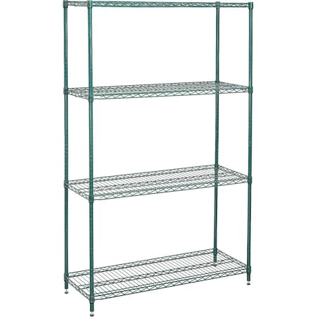 Nexel Medium Duty Wire Shelving Unit, Green Epoxy, 36W x 18D x 74H 183674GN